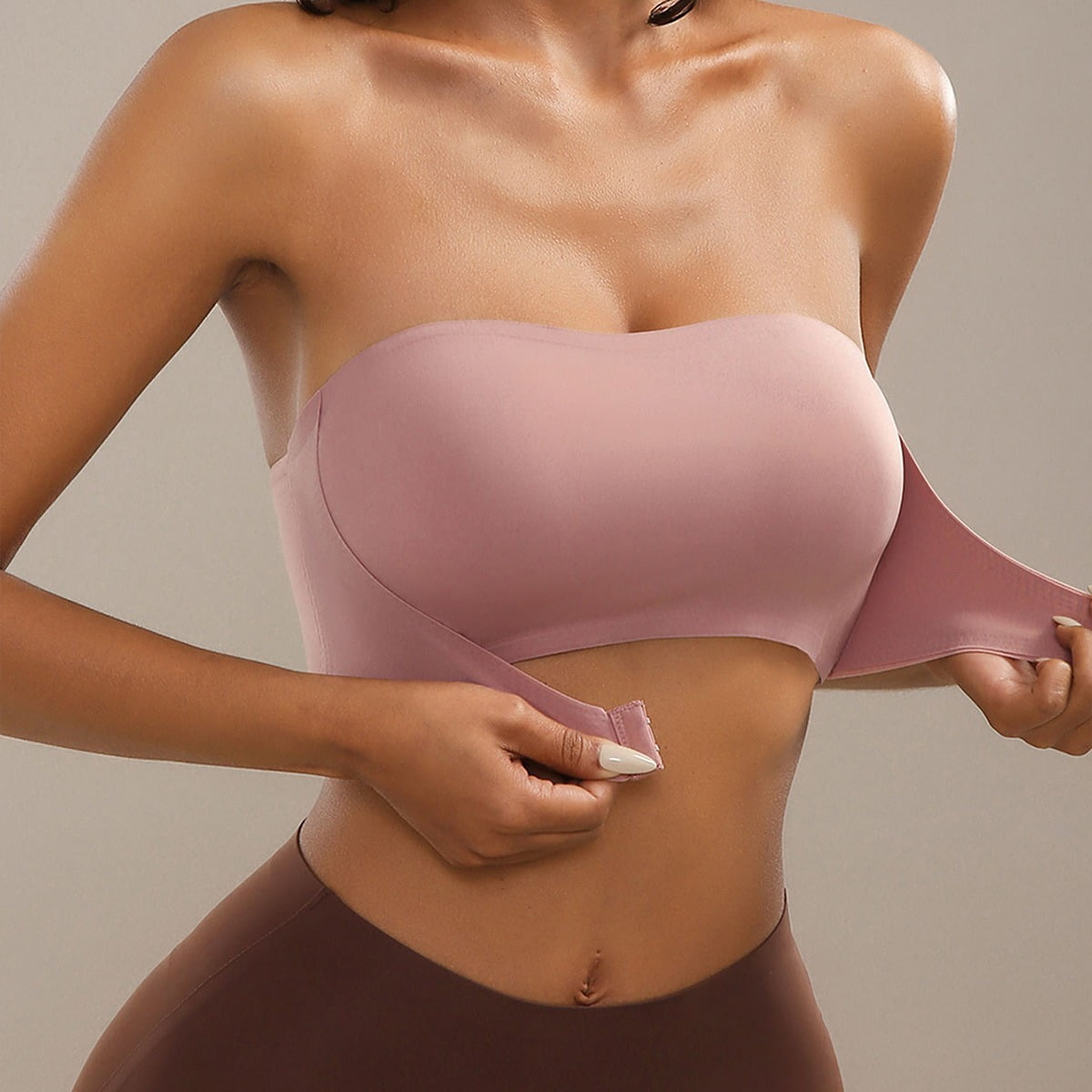 SMZ Strapless Button-down Bra Pulls Up And Wraps Up No Trace, No Wire Bra For Women