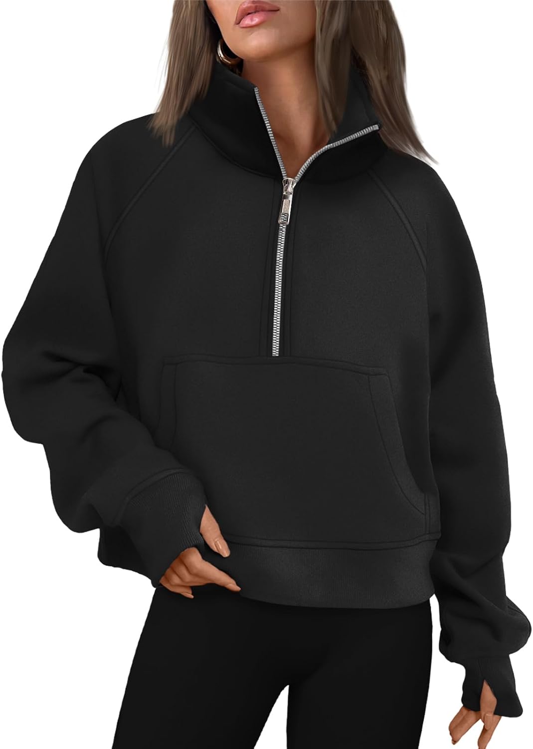 SMZ Womens Sweatshirts Half Zip Cropped Pullover Fleece Quarter Zipper Hoodies 2024 Fall Fashion Outfits Clothes