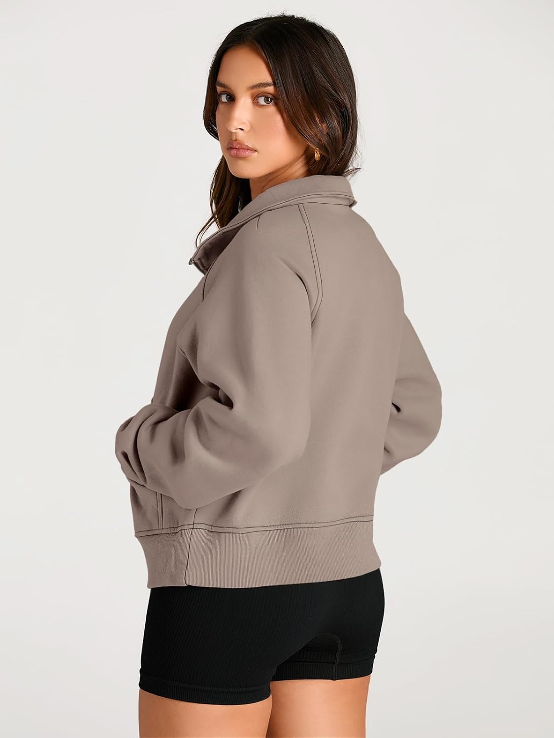 SMZ Womens Sweatshirts Half Zip Cropped Pullover Fleece Quarter Zipper Hoodies 2024 Fall Fashion Outfits Clothes