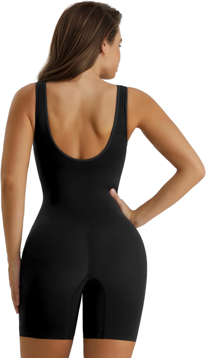 SMZ Women's Shaping Mid-Thigh Bodysuit Tummy Control Shapewear Seamless Sculpting Body Shaper