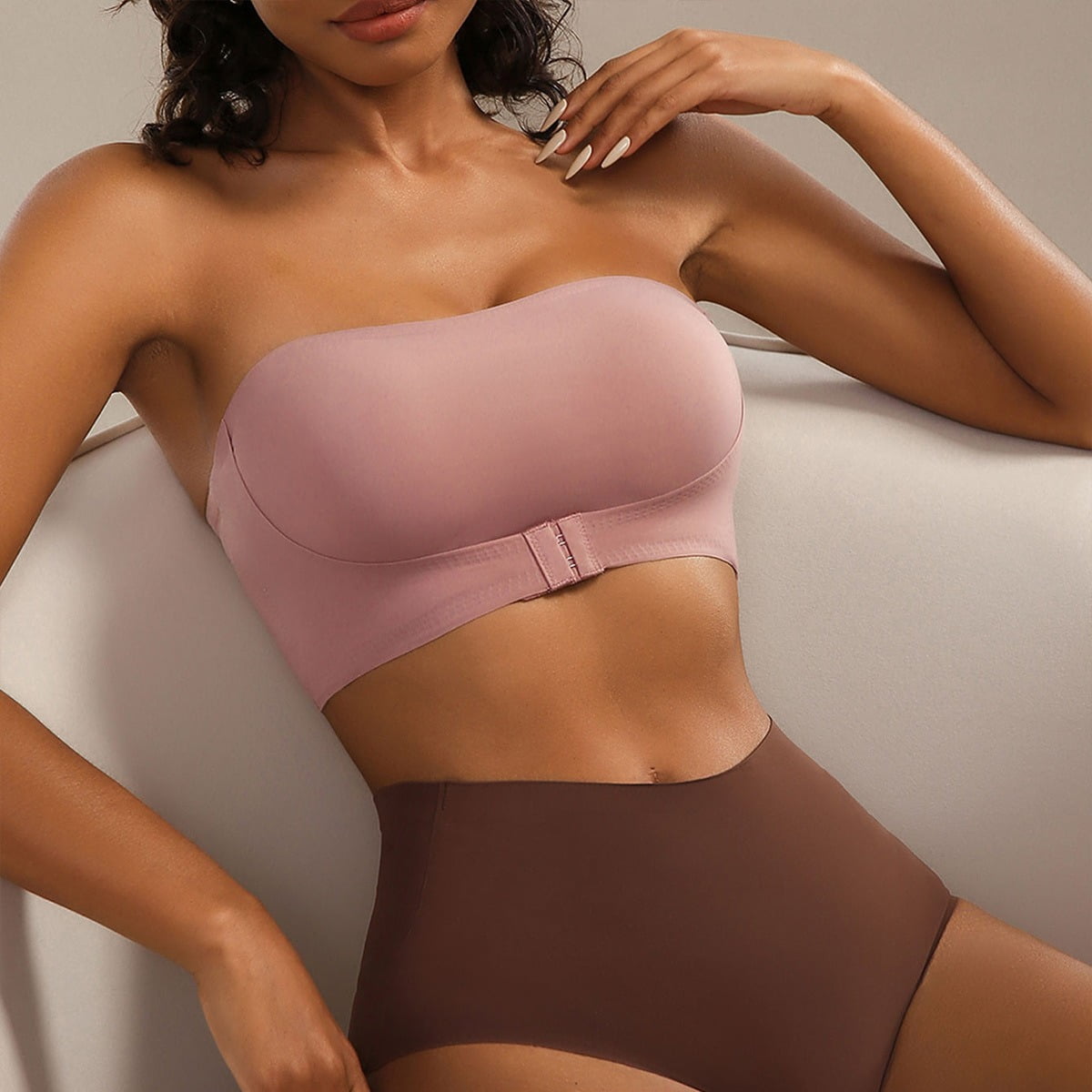 SMZ Strapless Button-down Bra Pulls Up And Wraps Up No Trace, No Wire Bra For Women