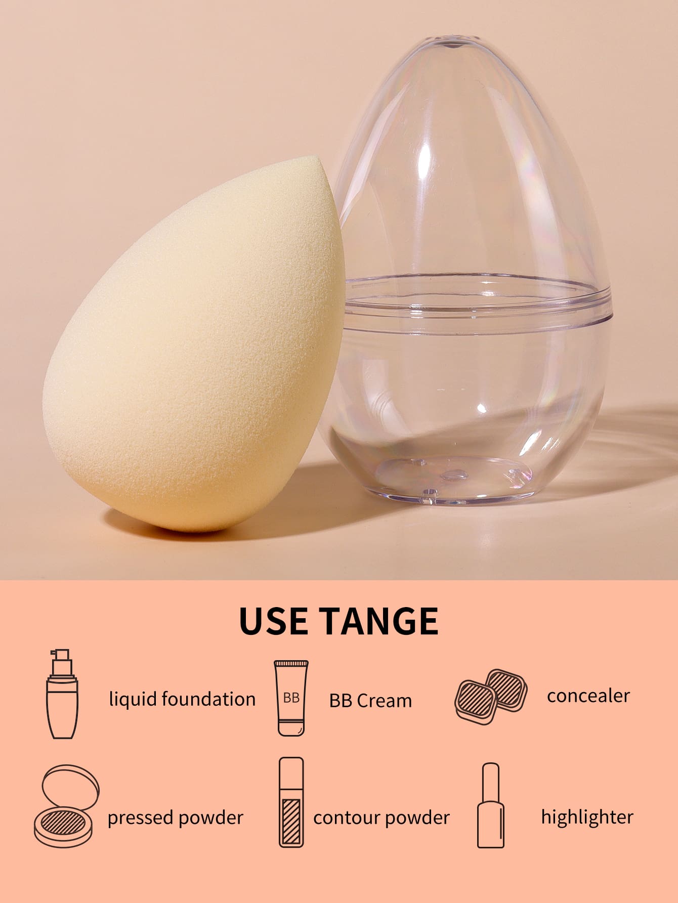 1 Water Drop Beauty Egg + Transparent Egg-shaped Storage