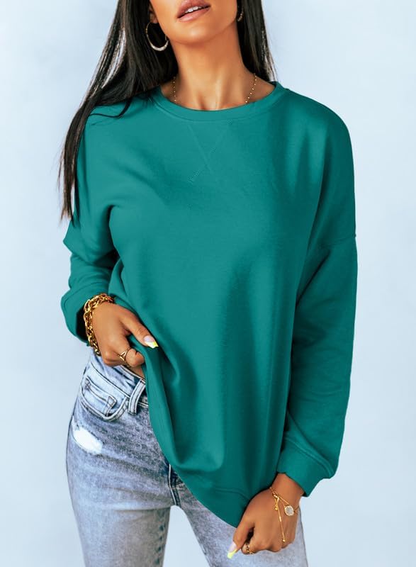 SMZ Women's Casual Crew Neck Sweatshirt Loose Soft Long Sleeve Pullover Tops