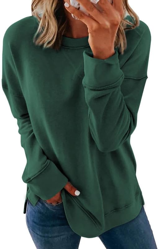 SMZ Women's Casual Crew Neck Sweatshirt Loose Soft Long Sleeve Pullover Tops