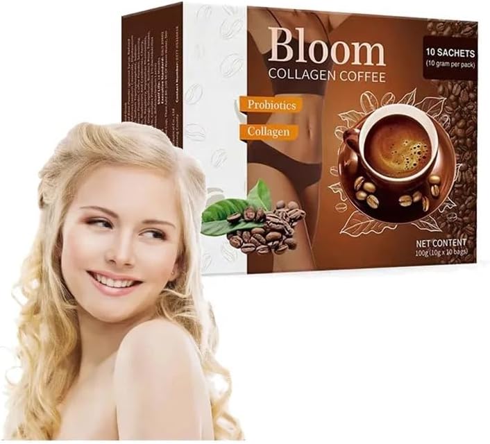 Bloom Collagen Coffee,100% Pure & Organic Coffee Instant,Glutathione Coffee Collagen Coffee, Supplement,Nutritionist Recommended (1Pc)