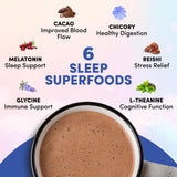 RYZE Mushroom Hot Cocoa | Melatonin Sleep Aid | Keto Cocoa Powder With Mushroom For Sleep | Melatonin, Reishi, Glycine, Cacao, L-Theanine, Chicory | Fall Asleep, Stay Asleep | 20 servings