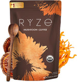 RYZE Mushroom Coffee | 6 Adaptogenic Mushrooms | USDA Organic | Instant Coffee | MCT Oil | USA Grown | Better Energy, Focus, Digestion, Immunity | Cordyceps, Lion’s Mane, Turkey Tail | 30 serving