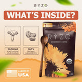 RYZE Mushroom Coffee | 6 Adaptogenic Mushrooms | USDA Organic | Instant Coffee | MCT Oil | USA Grown | Better Energy, Focus, Digestion, Immunity | Cordyceps, Lion’s Mane, Turkey Tail | 30 serving