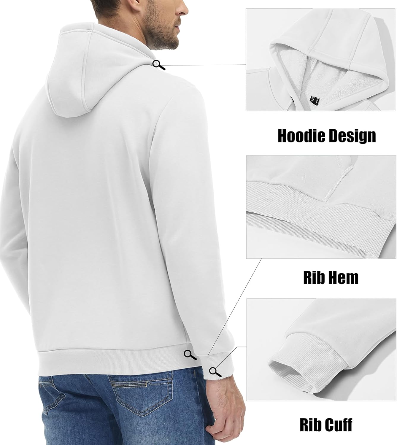 SMZ Men's Active Hoodies Fleece Lined Sweatshirts Casual Athletic Workout Pullover With Kangaroo Pocket