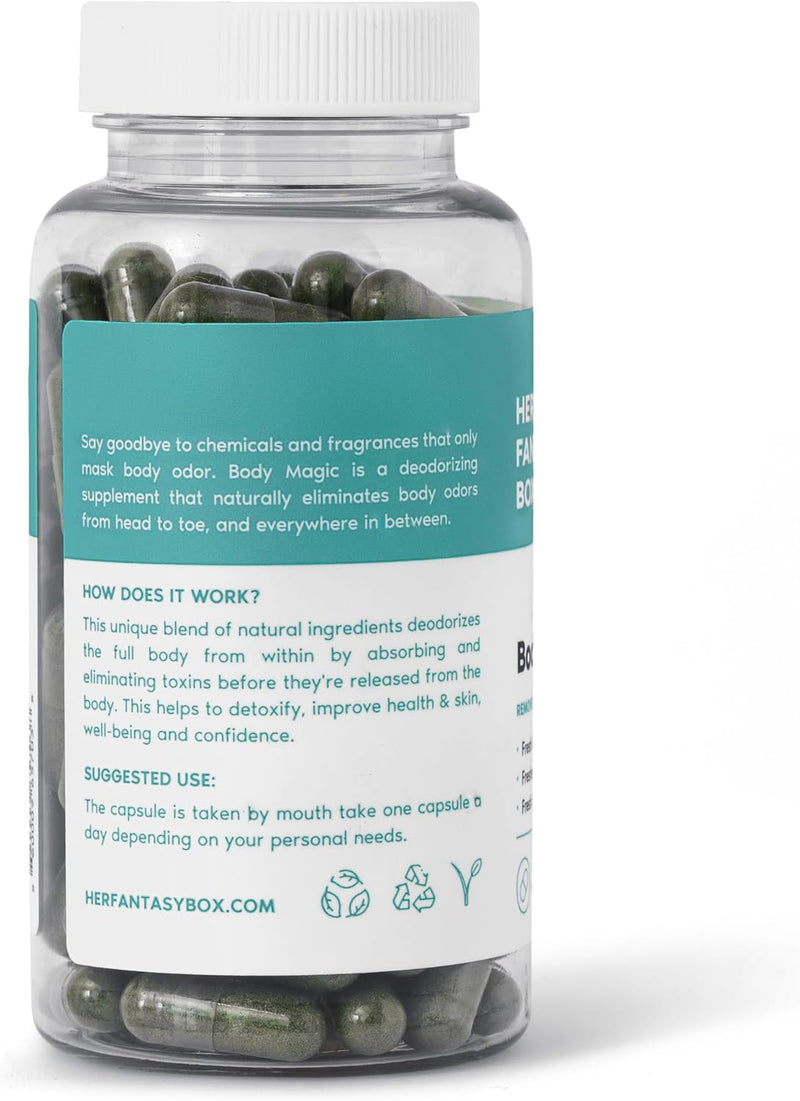 Body Magic Chlorophyll Capsules - 30 Vegan Capsules for Detox, Digestion, Gut Health, Skin Support, and Oily Skin - Natural Energy Booster (200 mg) (100mg) (200mg)