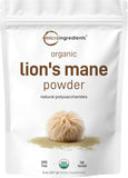 Micro Ingredients Organic Lions Mane Mushroom Supplement Powder, 8 Ounce | Natural Superfood for Brain, Energy, & Immune Health | Non-GMO, Vegan