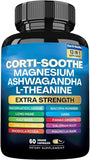 Corti-Soothe Cortisol Supplement Magnesium Glycinate 200mg, L-Theanine 150mg Ashwagandha 150mg, Phosphatidylserine Cortisol Manager Lions Mane Ginkgo Biloba Bacopa Valerian Root (1 Boxes/60 Capsules)