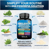 Corti-Soothe Cortisol Supplement Magnesium Glycinate 200mg, L-Theanine 150mg Ashwagandha 150mg, Phosphatidylserine Cortisol Manager Lions Mane Ginkgo Biloba Bacopa Valerian Root (1 Boxes/60 Capsules)