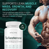 Potent Turkesterone Supplement, 2X Pure (Made in USA - 3rd Party Tested) Most Bioavailable and Natural Test Support Supplement, Supports Energy, Lean Muscle Growth, Recovery and Stamina, Vegan (60ct)