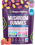 Ashwagandha and Lions Mane Mushroom Supplement Gummies - Organic - Reishi, Cordyceps, Turkey Tail, Maitake, Shitake, Chaga - Immune Defense, Boosts Cognitive Performance, Vegan, Low Carb