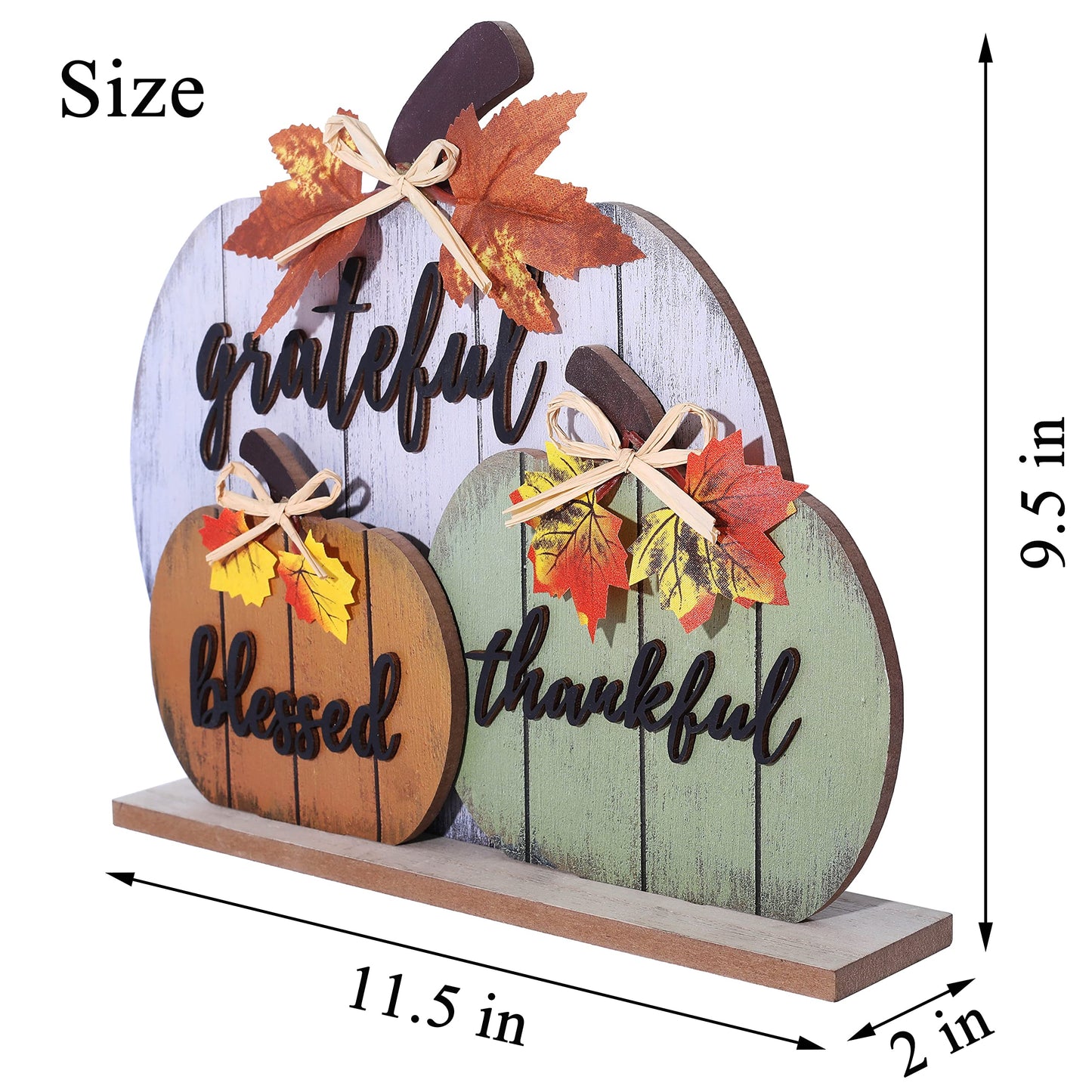 Fall Decorations for Home Blessed Grateful Thankful Fall Decor Wooden Pumpkin Tabletop Signs for Home Thanksgiving Farmhouse Living Room Harvest