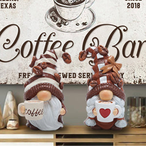 2PCS Coffee Gnomes Figurines - Swedish Tomte Elf Dwarf Decor for Bar, Home, Gifts