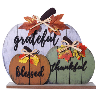 Fall Decorations for Home Blessed Grateful Thankful Fall Decor Wooden Pumpkin Tabletop Signs for Home Thanksgiving Farmhouse Living Room Harvest